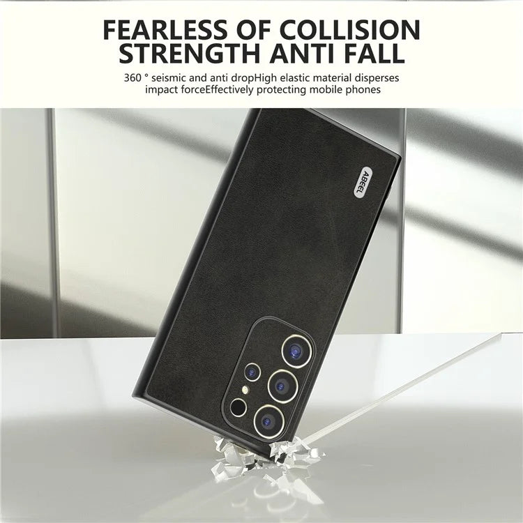 ABEEL For Samsung Galaxy S24 Ultra Case Leather+PC+TPU Hybrid Phone Cover
