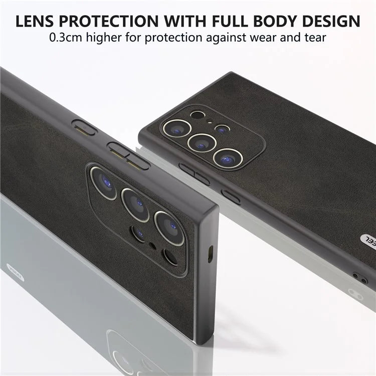 ABEEL For Samsung Galaxy S24 Ultra Case Leather+PC+TPU Hybrid Phone Cover