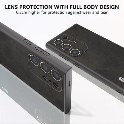 ABEEL For Samsung Galaxy S24 Ultra Case Leather+PC+TPU Hybrid Phone Cover