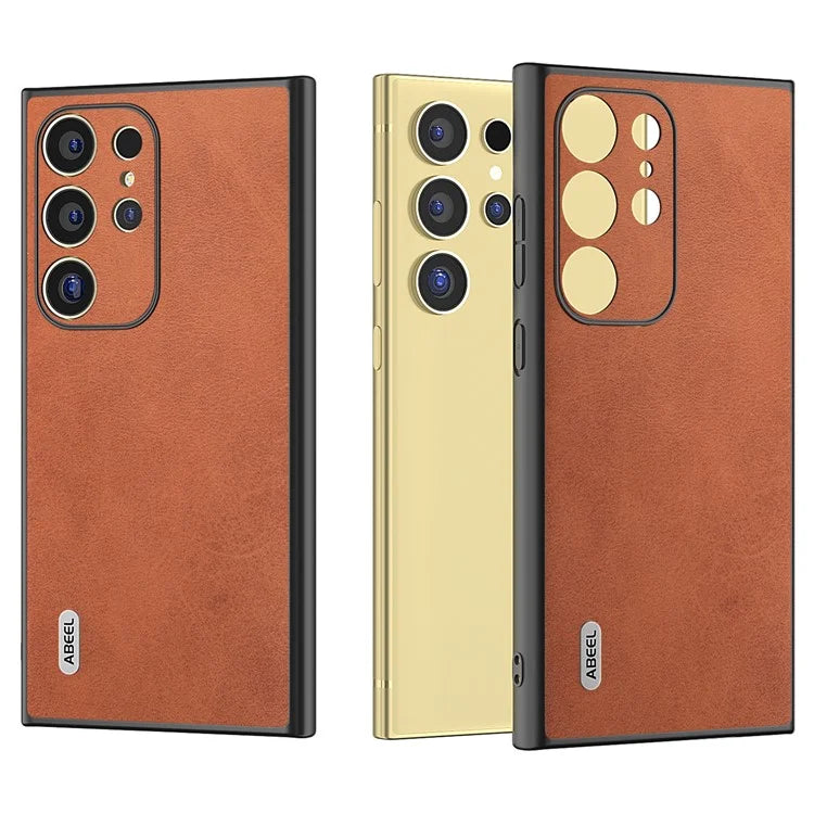 ABEEL For Samsung Galaxy S24 Ultra Case Leather+PC+TPU Hybrid Phone Cover