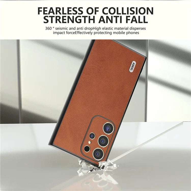 ABEEL For Samsung Galaxy S24 Ultra Case Leather+PC+TPU Hybrid Phone Cover