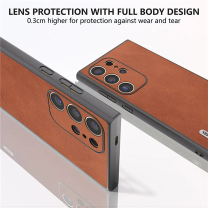 ABEEL For Samsung Galaxy S24 Ultra Case Leather+PC+TPU Hybrid Phone Cover