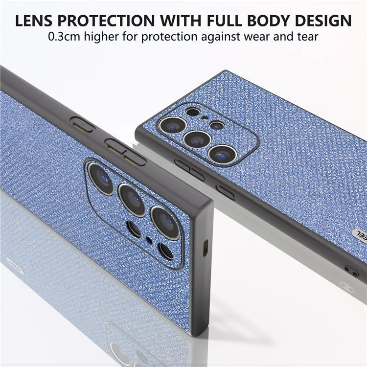 ABEEL For Samsung Galaxy S24 Ultra Case PU Leather+PC Back TPU Frame Phone Cover Rhinestone Texture