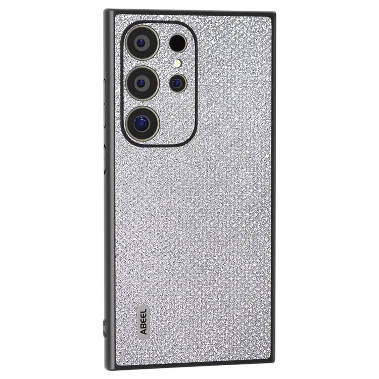ABEEL For Samsung Galaxy S24 Ultra Case PU Leather+PC Back TPU Frame Phone Cover Rhinestone Texture