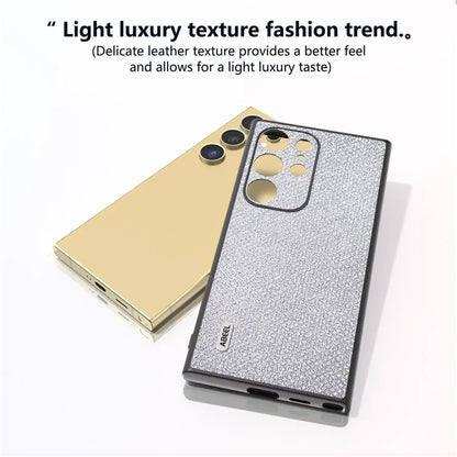 ABEEL For Samsung Galaxy S24 Ultra Case PU Leather+PC Back TPU Frame Phone Cover Rhinestone Texture