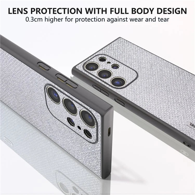 ABEEL For Samsung Galaxy S24 Ultra Case PU Leather+PC Back TPU Frame Phone Cover Rhinestone Texture