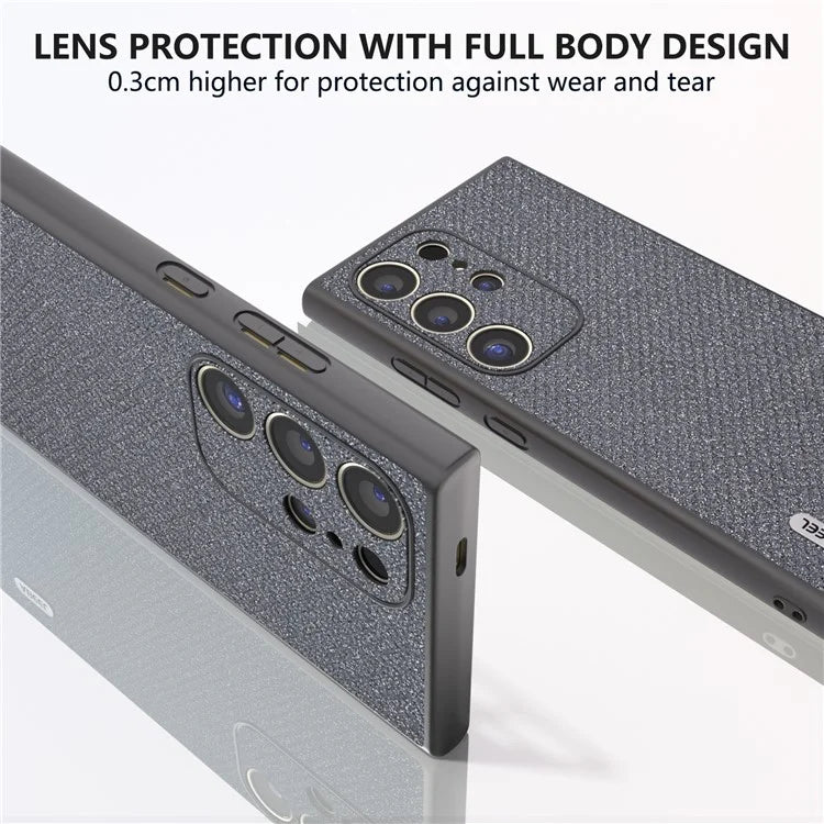 ABEEL For Samsung Galaxy S24 Ultra Case PU Leather+PC Back TPU Frame Phone Cover Rhinestone Texture