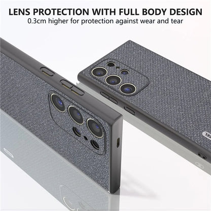 ABEEL For Samsung Galaxy S24 Ultra Case PU Leather+PC Back TPU Frame Phone Cover Rhinestone Texture