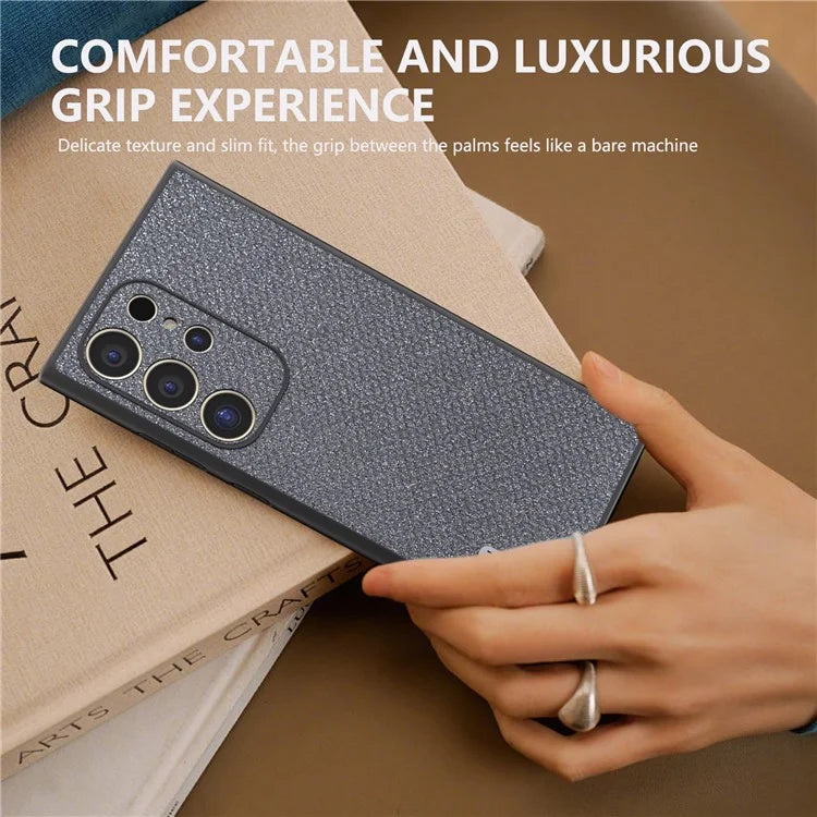 ABEEL For Samsung Galaxy S24 Ultra Case PU Leather+PC Back TPU Frame Phone Cover Rhinestone Texture