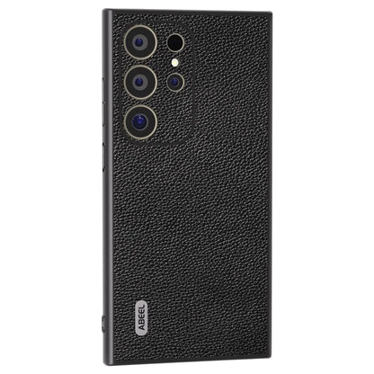 ABEEL For Samsung Galaxy S24 Ultra Case Litchi Texture Genuine Cow Leather+PC+TPU Cover