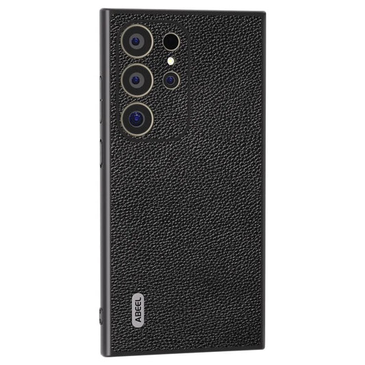 ABEEL For Samsung Galaxy S24 Ultra Case Litchi Texture Genuine Cow Leather+PC+TPU Cover