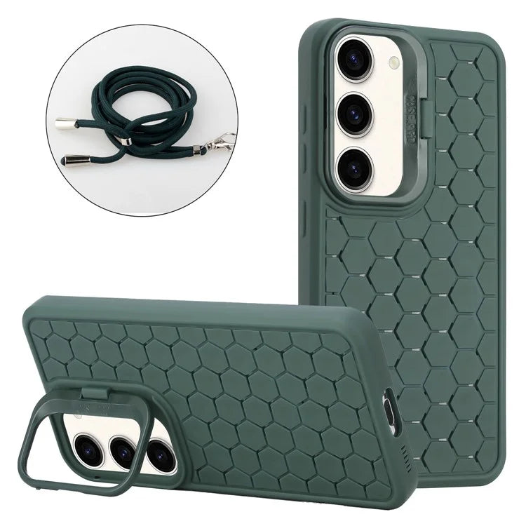 For Samsung Galaxy S23 Case Kickstand TPU Phone Cover Honeycomb Heat Dissipation Structure