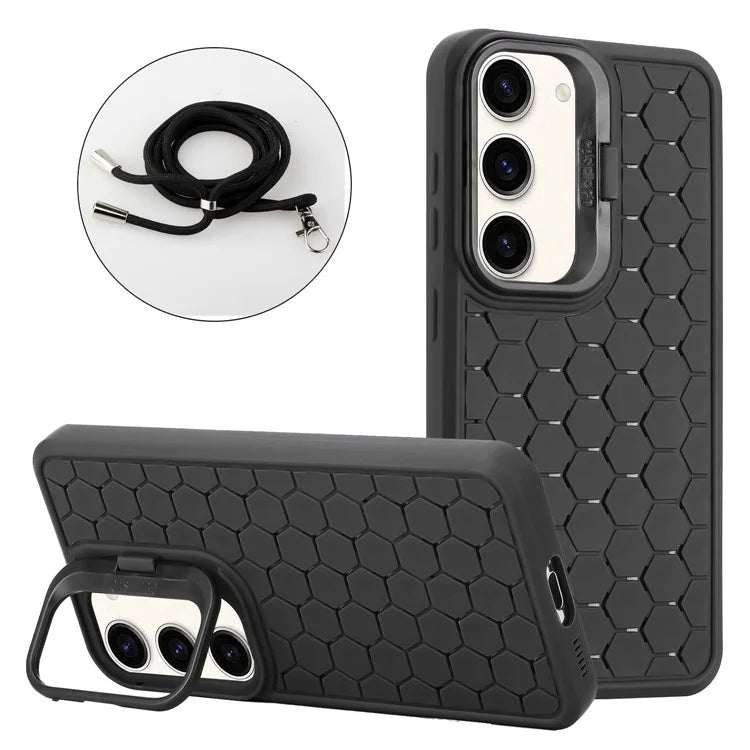 For Samsung Galaxy S23+ Crossbody Case Lens Frame Kickstand TPU Phone Cover