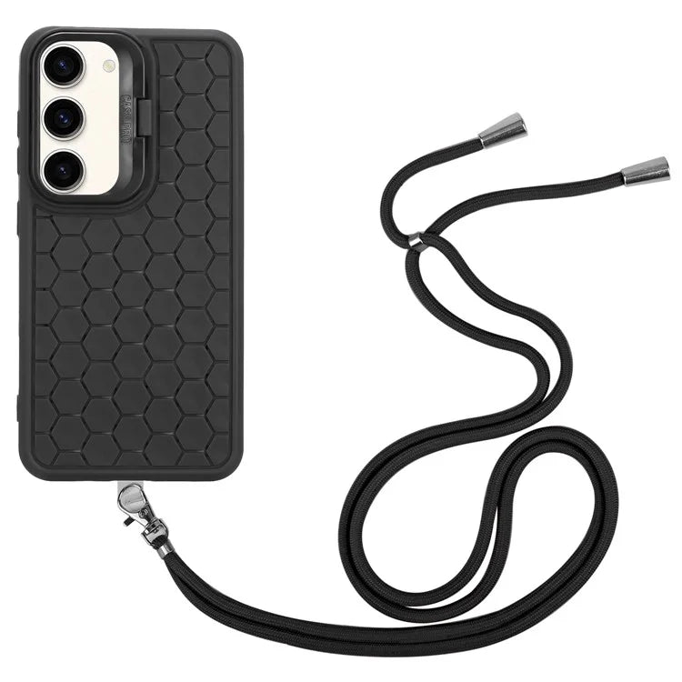 For Samsung Galaxy S23+ Crossbody Case Lens Frame Kickstand TPU Phone Cover
