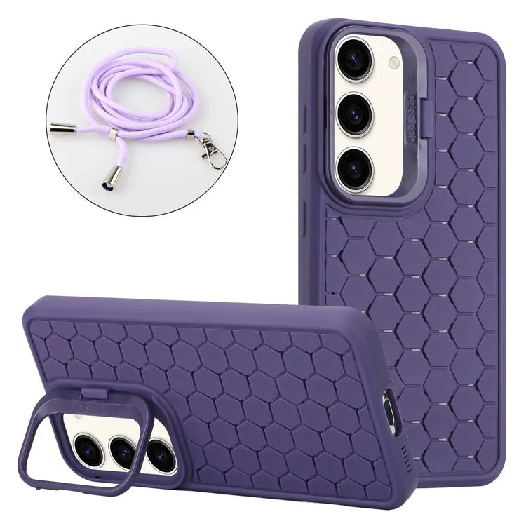 For Samsung Galaxy S23+ Crossbody Case Lens Frame Kickstand TPU Phone Cover