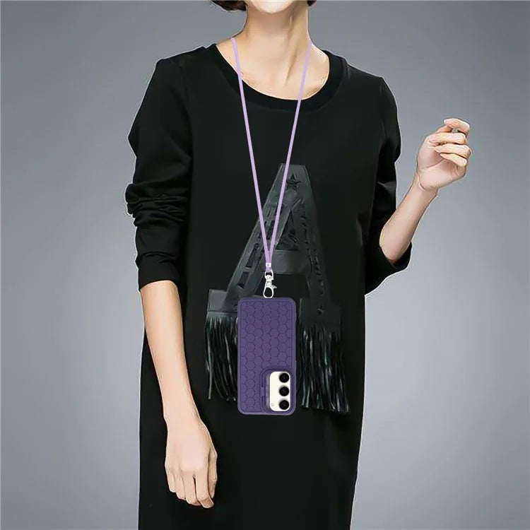 For Samsung Galaxy S23+ Crossbody Case Lens Frame Kickstand TPU Phone Cover