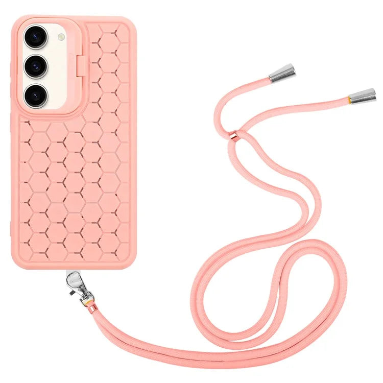 For Samsung Galaxy S23+ Crossbody Case Lens Frame Kickstand TPU Phone Cover