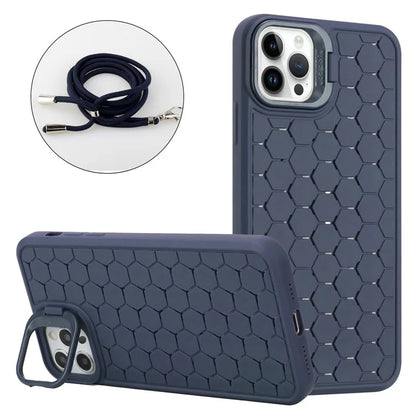 For iPhone 15 Pro Heat Dissipation Case Lens Kickstand TPU Phone Cover with Adjustable Strap