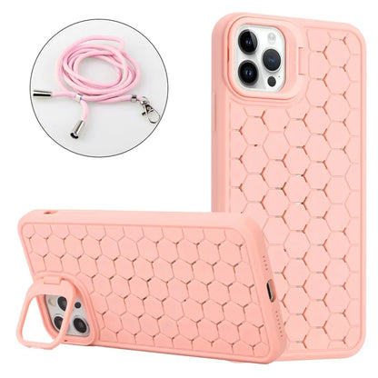 For iPhone 15 Pro Heat Dissipation Case Lens Kickstand TPU Phone Cover with Adjustable Strap