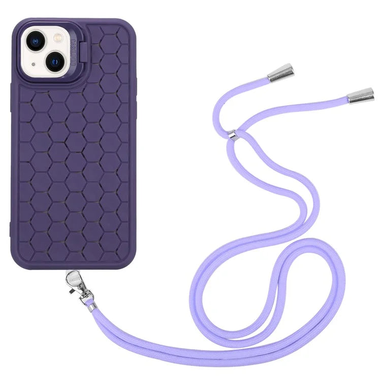 For iPhone 13 6.1 inch Case with Lanyard Soft TPU Heat Dissipation Back Shell