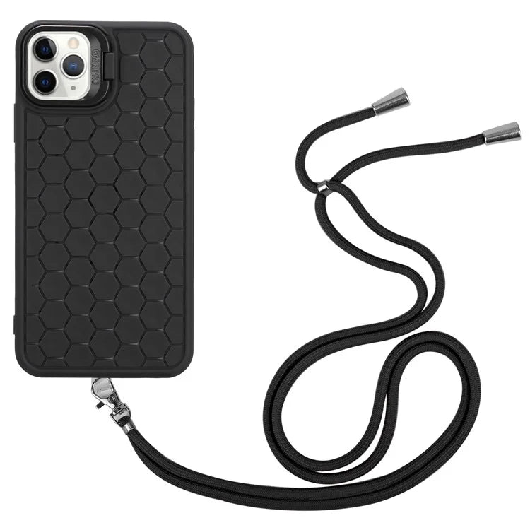 For iPhone 11 Pro Case TPU Lens Frame Protection Phone Cover with Hanging Strap