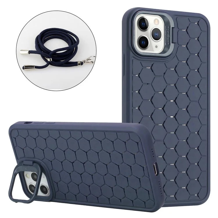 For iPhone 11 Pro Case TPU Lens Frame Protection Phone Cover with Hanging Strap