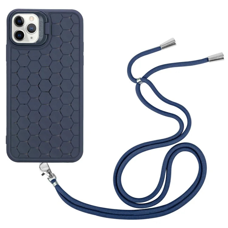 For iPhone 11 Pro Case TPU Lens Frame Protection Phone Cover with Hanging Strap