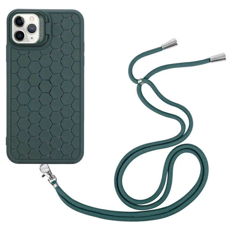 For iPhone 11 Pro Case TPU Lens Frame Protection Phone Cover with Hanging Strap