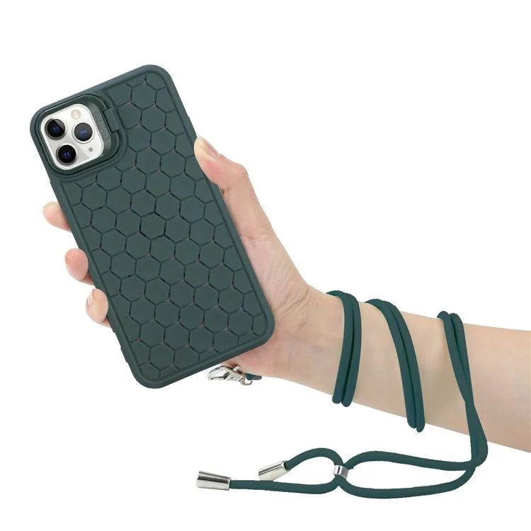 For iPhone 11 Pro Case TPU Lens Frame Protection Phone Cover with Hanging Strap
