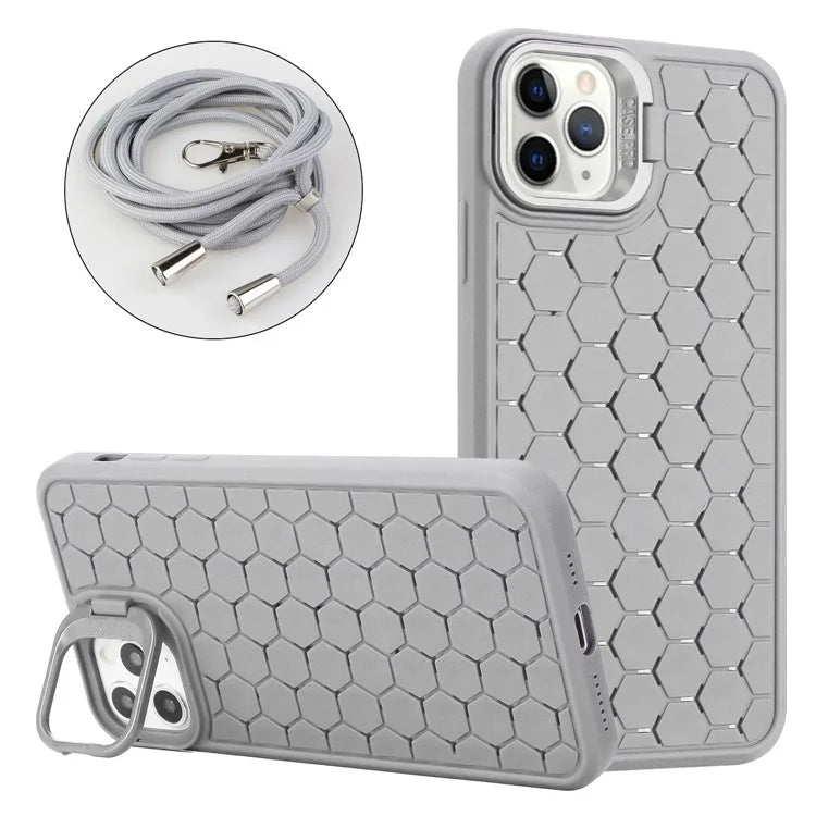 For iPhone 11 Pro Case TPU Lens Frame Protection Phone Cover with Hanging Strap