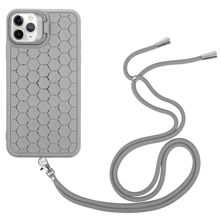 For iPhone 11 Pro Case TPU Lens Frame Protection Phone Cover with Hanging Strap