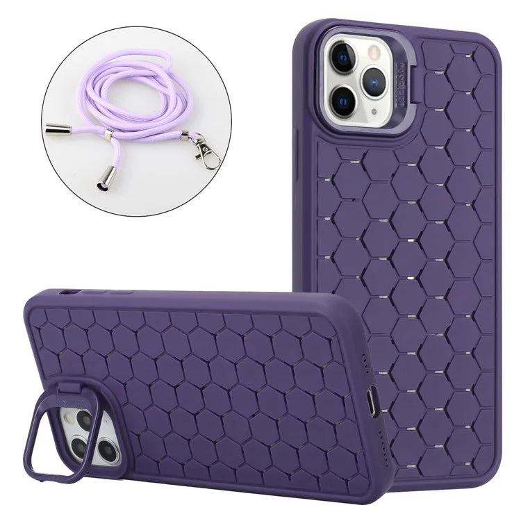 For iPhone 11 Pro Case TPU Lens Frame Protection Phone Cover with Hanging Strap