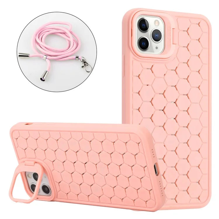For iPhone 11 Pro Case TPU Lens Frame Protection Phone Cover with Hanging Strap