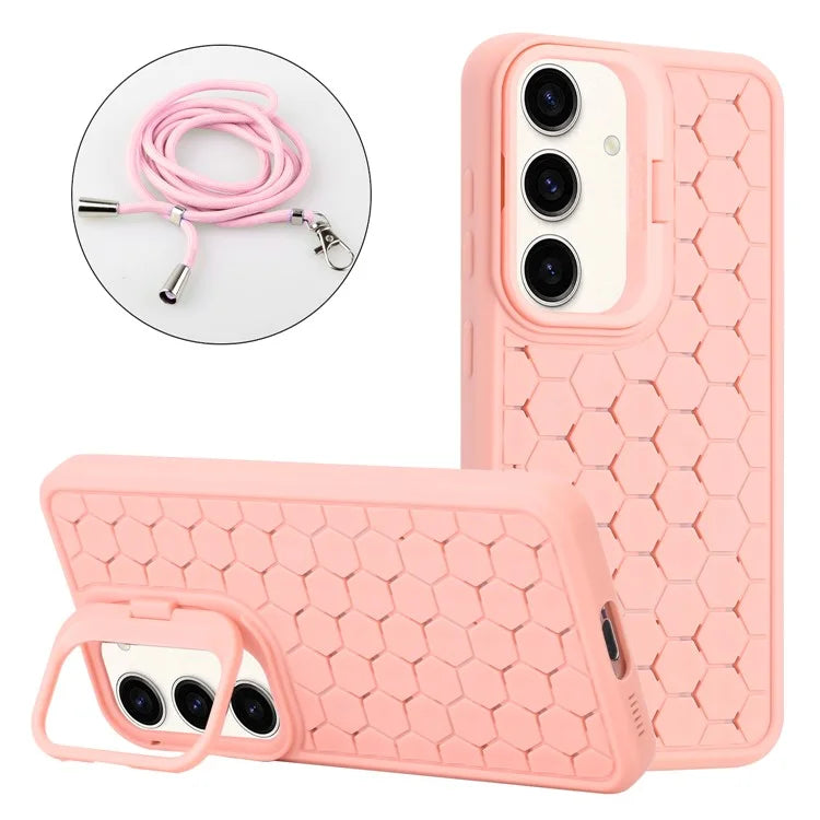 For Samsung Galaxy A15 4G / A15 5G Case Heat Dissipation TPU Kickstand Phone Cover with Lanyard
