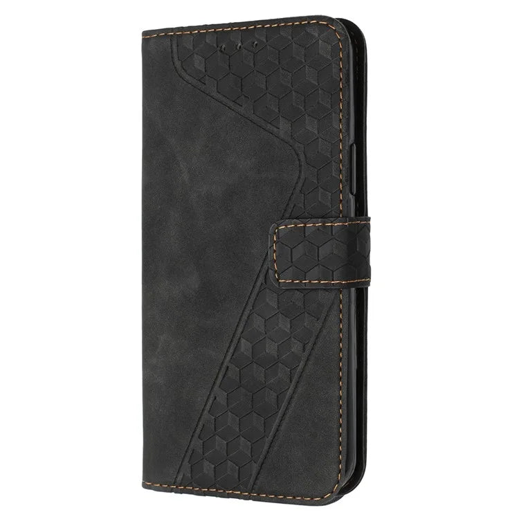 For iPhone 14 Pro Max Anti-Scratch Cover 7-Shape Imprinted Pattern PU Leather Phone Case Wallet