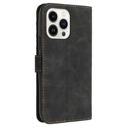 For iPhone 14 Pro Max Anti-Scratch Cover 7-Shape Imprinted Pattern PU Leather Phone Case Wallet