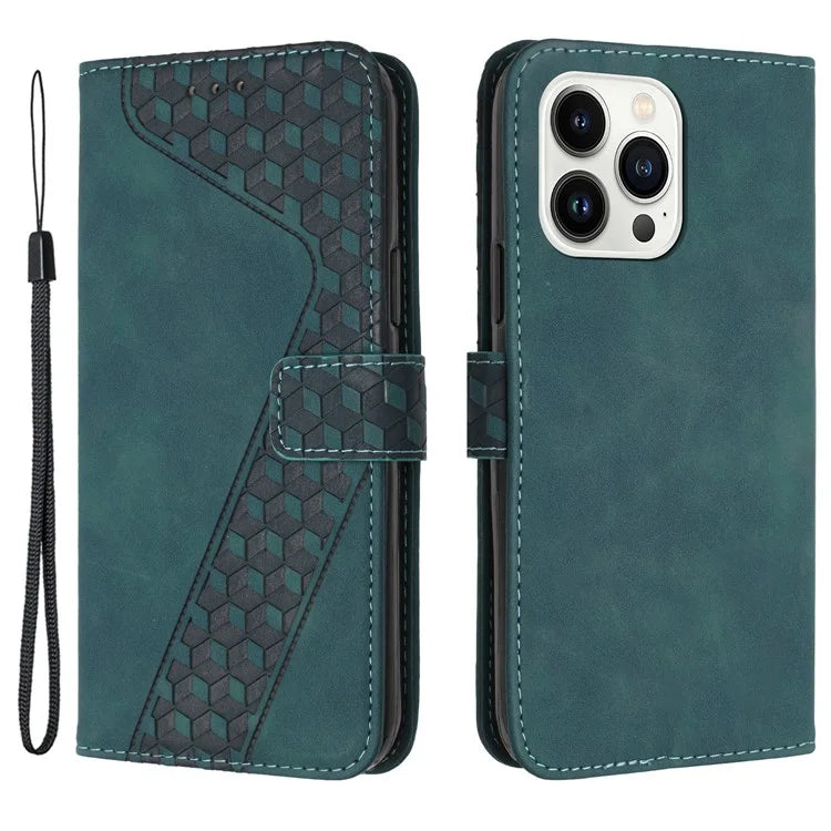 For iPhone 13 Pro Max PU Leather Cover Imprinted Pattern Wallet Cell Phone Case