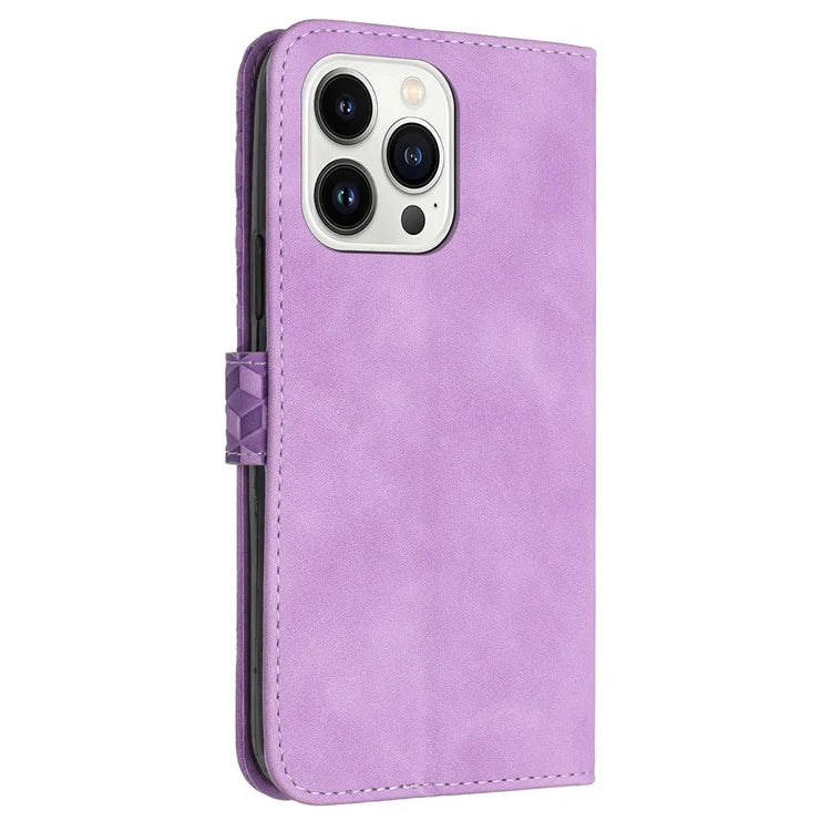 For iPhone 13 Pro Max PU Leather Cover Imprinted Pattern Wallet Cell Phone Case