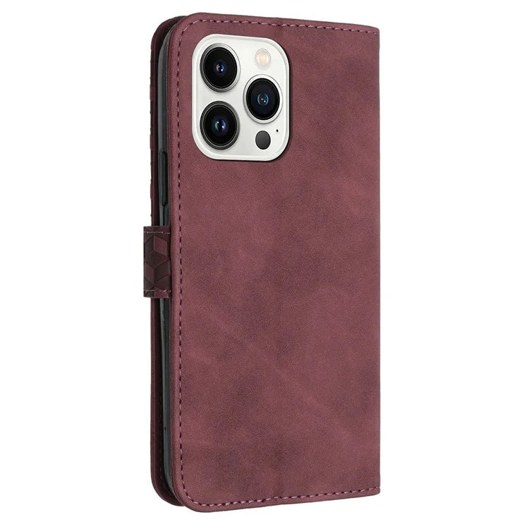 For iPhone 14 Pro Case PU+TPU Phone Back Cover 7-Shape Imprinted Pattern Wallet