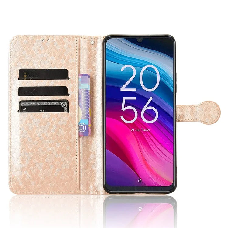 For TCL 505 Wallet Phone Case Dots Pattern PU Leather Flip Cover
