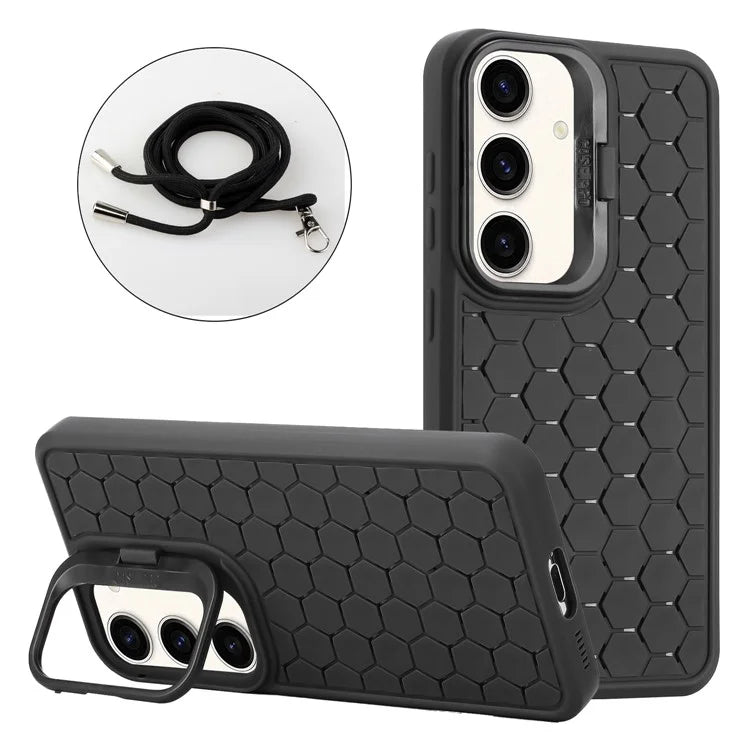 For Samsung Galaxy A24 4G (162.1 x 77.6 x 8.3mm) Case with Lanyard Kickstand Heat Dissipation TPU Phone Cover