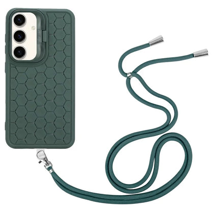 For Samsung Galaxy A24 4G (162.1 x 77.6 x 8.3mm) Case with Lanyard Kickstand Heat Dissipation TPU Phone Cover