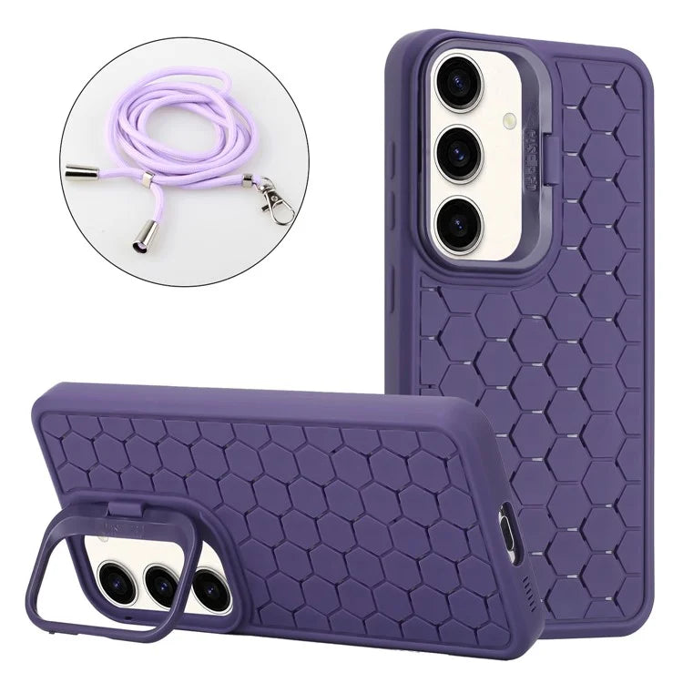 For Samsung Galaxy A24 4G (162.1 x 77.6 x 8.3mm) Case with Lanyard Kickstand Heat Dissipation TPU Phone Cover