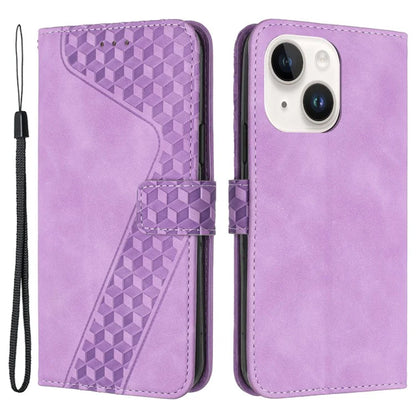 For iPhone 14 Drop Proof Case PU Leather Phone Wallet 7-Shape Imprinted Cover