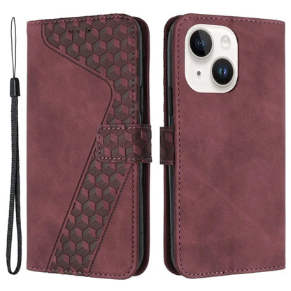 For iPhone 14 Drop Proof Case PU Leather Phone Wallet 7-Shape Imprinted Cover