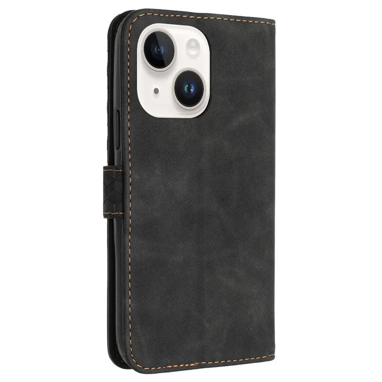 For iPhone 13 mini Case PU Leather Wallet Phone Shell 7-Shape Imprinted Anti-scratch