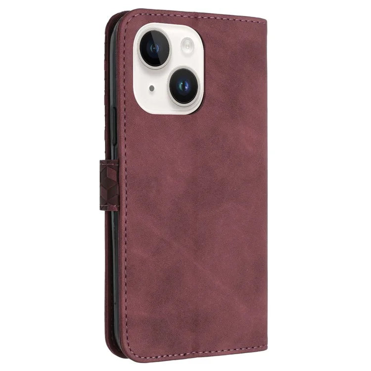 For iPhone 13 mini Case PU Leather Wallet Phone Shell 7-Shape Imprinted Anti-scratch