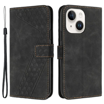 For iPhone 13 Cover PU Leather Phone Case 7-Shape Imprinted Anti-scratch Phone Shell