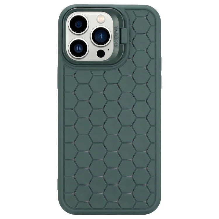 For iPhone 15 Pro TPU Case Heat Dissipation Protective Cover with Kickstand