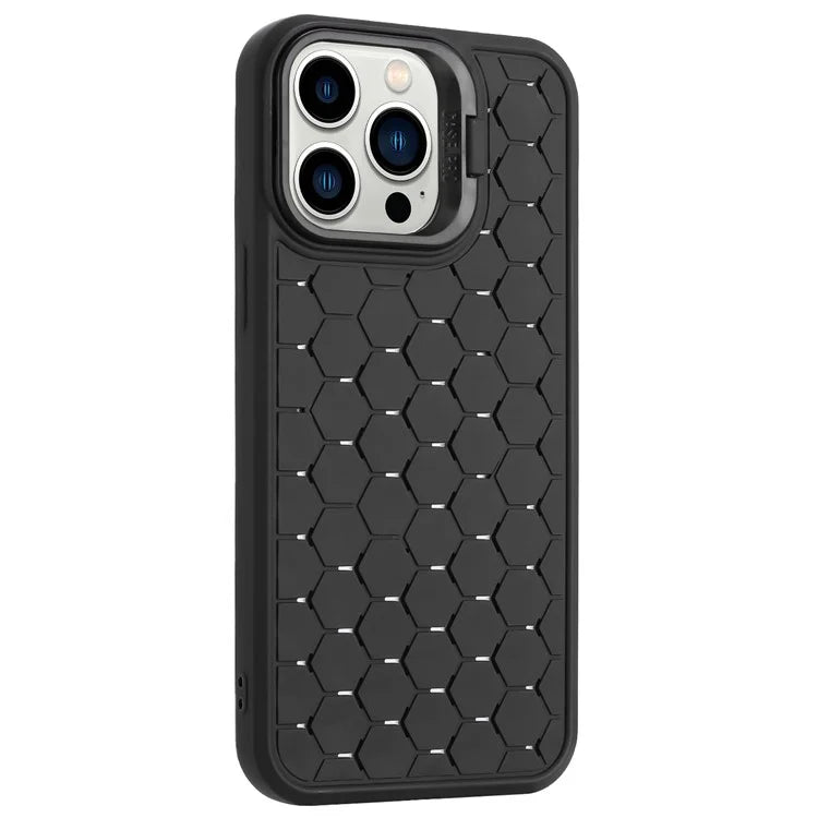 For iPhone 15 Pro Max Case Lens Kickstand TPU Phone Cover Breathable Cooling